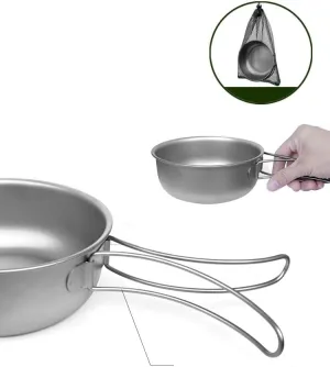 1PC Pure Titanium Frying Pan, Foldable Portable Single-layer Tableware Suitable For Home Or Outdoor Camping(700ML)