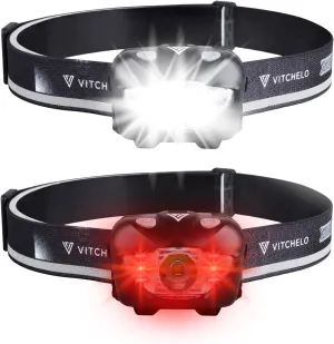 1Piece V800 Pro Head Lamp LED Rechargeable Super Bright XPG3, 6 Modes Hybrid LED Headlamp Flashlight for Adults & Kids, IPX4 Waterproof White & Red Light with 45° Tilt, for Outdoor Camping Running
