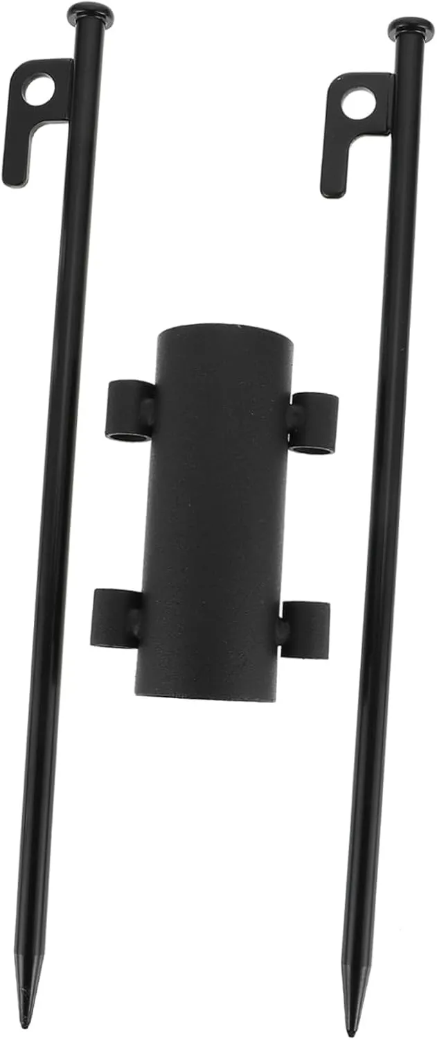1Set Portable Camping Tent Fixator Durable Tarp Pole Holder with Ground Stakes for Outdoor Canopy Support for Hiking BBQ and Fishing Activities