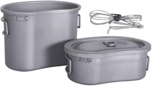 1SET Pure Titanium Folding Lunch Box Outdoor Portable Camping Pot Set，300ml 600ml