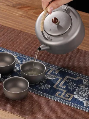 1SET Pure Titanium Tea Set 400ML, Portable Coffee Pot for Home and Outdoor Use