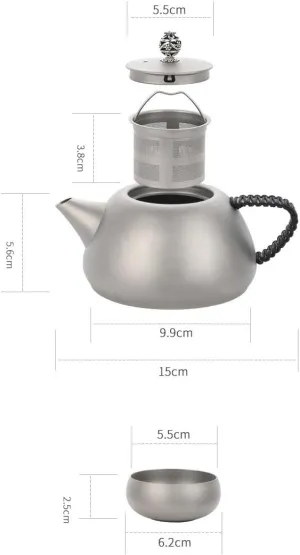 1SET Pure Titanium Tea Set Outdoor Kung Fu Tea One Pot Four Cups Portable Tea Set