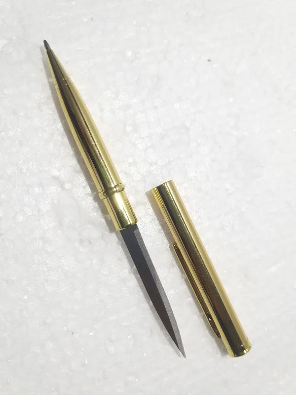 2 In 1 Self Defensive Tool Pen Knife In Gold Plated For Multipurpose Use (3094)