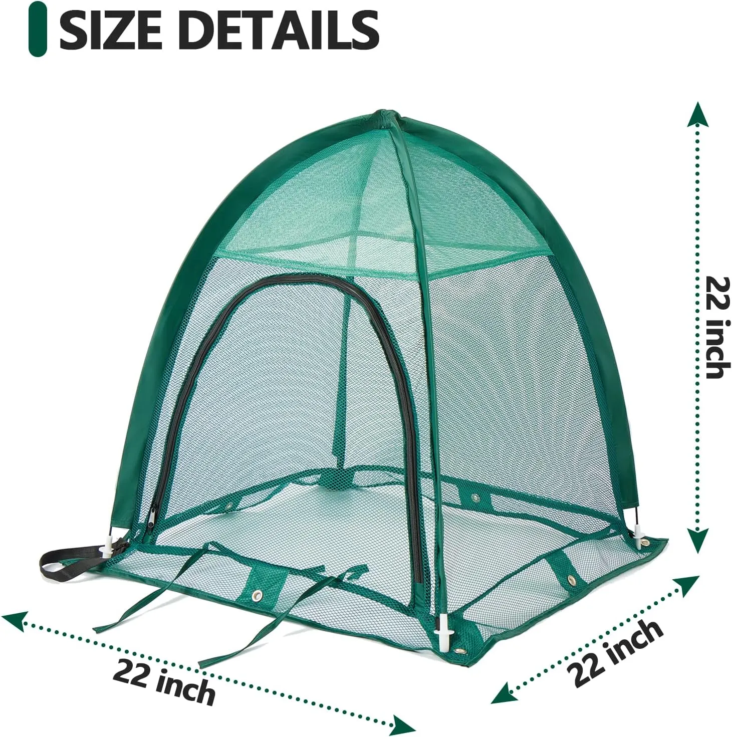 2 Packs Pop up Plant Cover, Garden Netting for Raised Beds, Crop Cage, Blueberry Bush Netting Cover with Metal Spikes Protect Plants Against Birds, Small Animals and Direct Sunlight - 22" x 22" x 22"