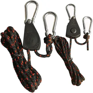 2 Pcs Camping/Tent Rope,Fix Camping Tents/Canopies Rope with Hooks, Adjustable Tackle Pulley for Outdoor (Large Size1/4(6MM), 5m/196.8inch)