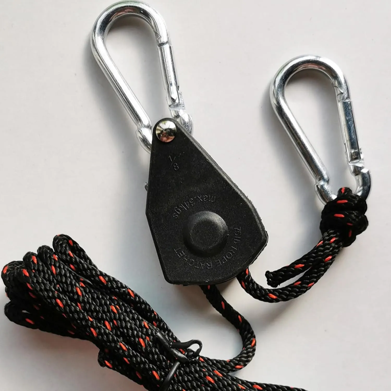 2 Pcs Camping/Tent Rope,Fix Camping Tents/Canopies Rope with Hooks, Adjustable Tackle Pulley for Outdoor (Large Size1/4(6MM), 5m/196.8inch)