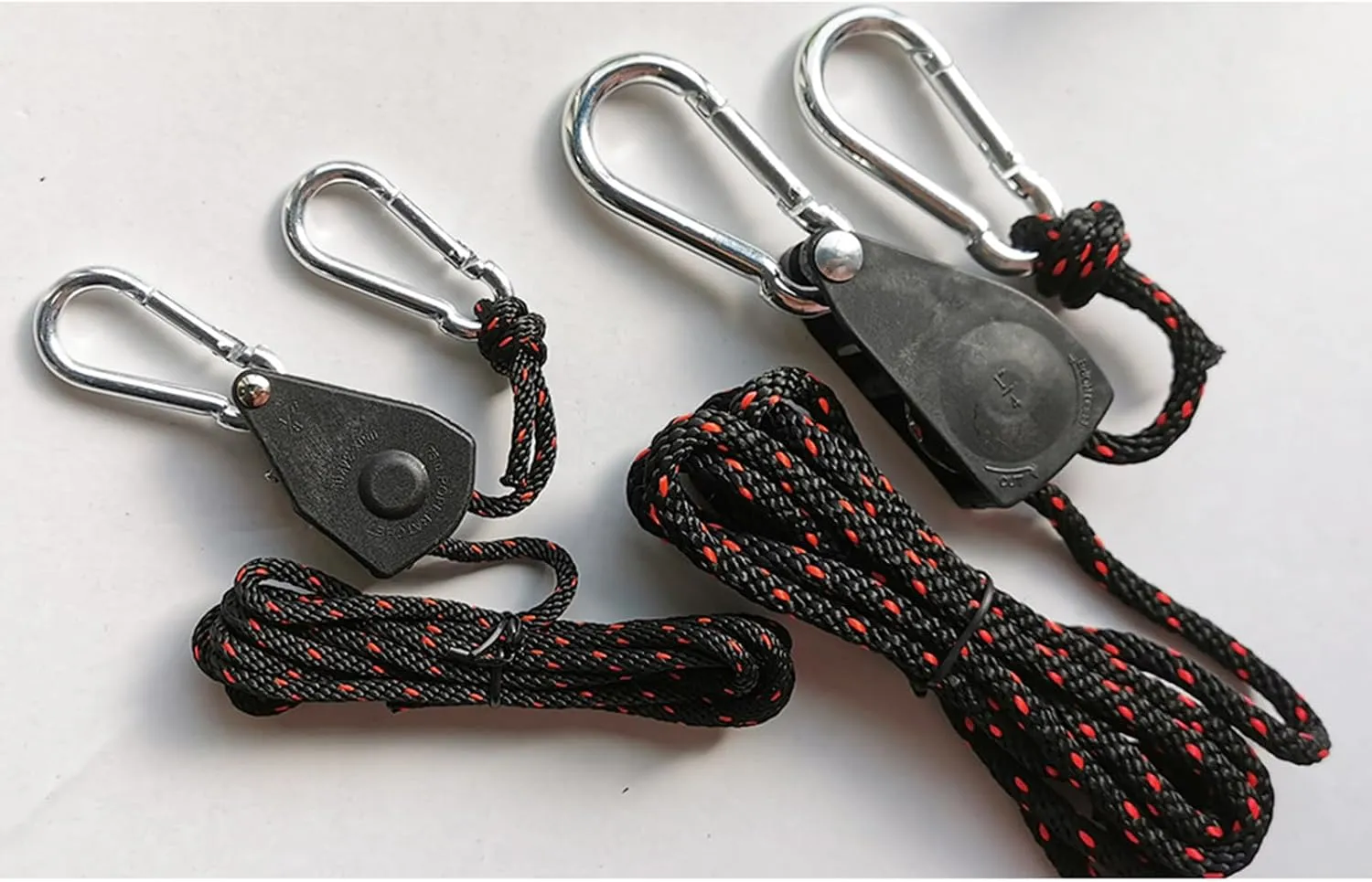 2 Pcs Camping/Tent Rope,Fix Camping Tents/Canopies Rope with Hooks, Adjustable Tackle Pulley for Outdoor (Large Size1/4(6MM), 5m/196.8inch)