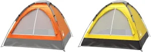 2-Person Dome Tents Bundle- Orange & Yellow- Easy Set Up Shelter with Rain Fly and Carry Bag for Camping, Hiking, Festivals by Wakeman Outdoors