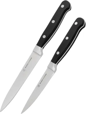 2-Piece Premium Kitchen Knife Set - Ultra-Sharp 5" Utility Knife & 3.5" Paring Knife, High Carbon Stainless Steel, Forged for Precision, Multipurpose Cooking Knives with Ergonomic Handles