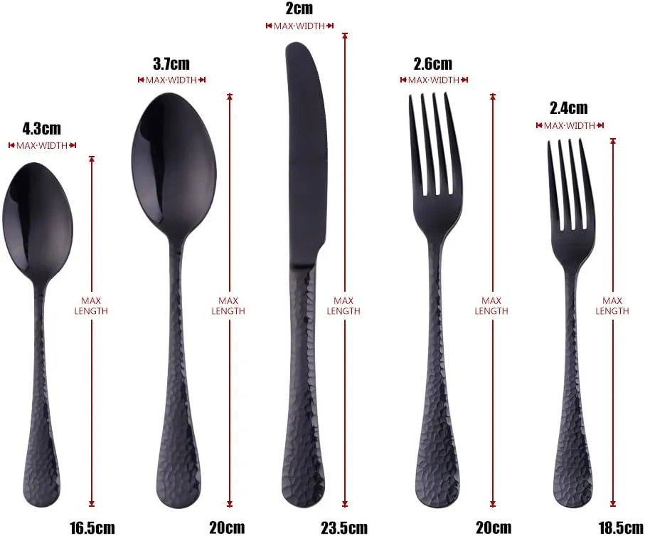 20-Piece Black Flatware Silverware Set, Bisda Stainless Steel Cutlery Sets, Multipurpose Use for Home, Kitchen, Restaurant, Hotel Tableware Utensil Service for 4