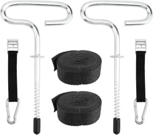 24260 Deluxe Shelter Tie Down Kit Fit for Eskimo Ice Fishing Tent,Ice Shelter Accessories 2 Ice Anchors & 2 Cam Straps