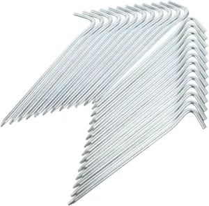 25pcs Galvanized Iron Tent Stakes Heavy Duty Metal Ground Pegs for Camping Outdoor Awning Rope Fixing Supplies Secure Tents Tarps Gazebos and Groundsheets