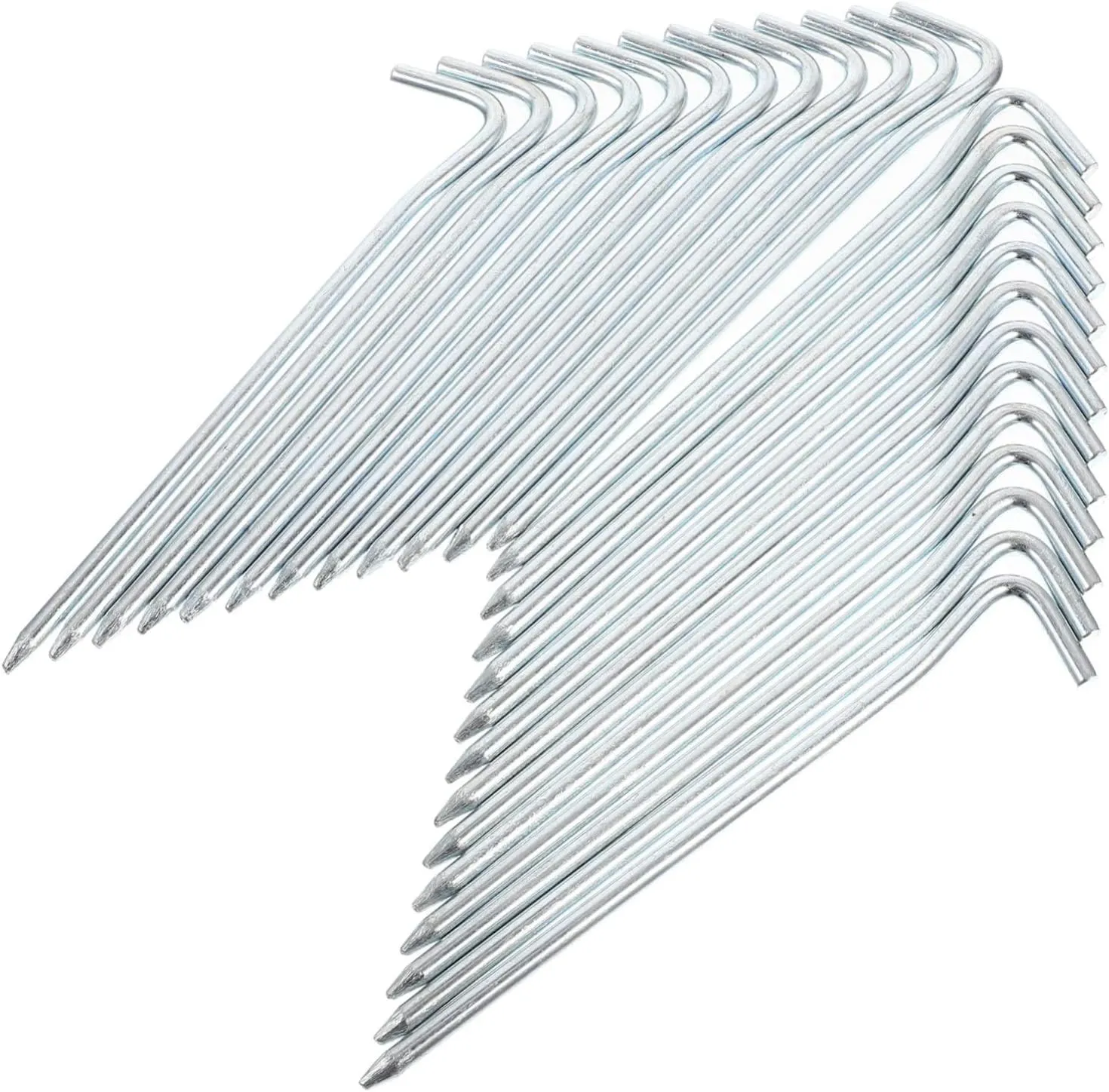 25pcs Galvanized Iron Tent Stakes Heavy Duty Metal Ground Pegs for Camping Outdoor Awning Rope Fixing Supplies Secure Tents Tarps Gazebos and Groundsheets