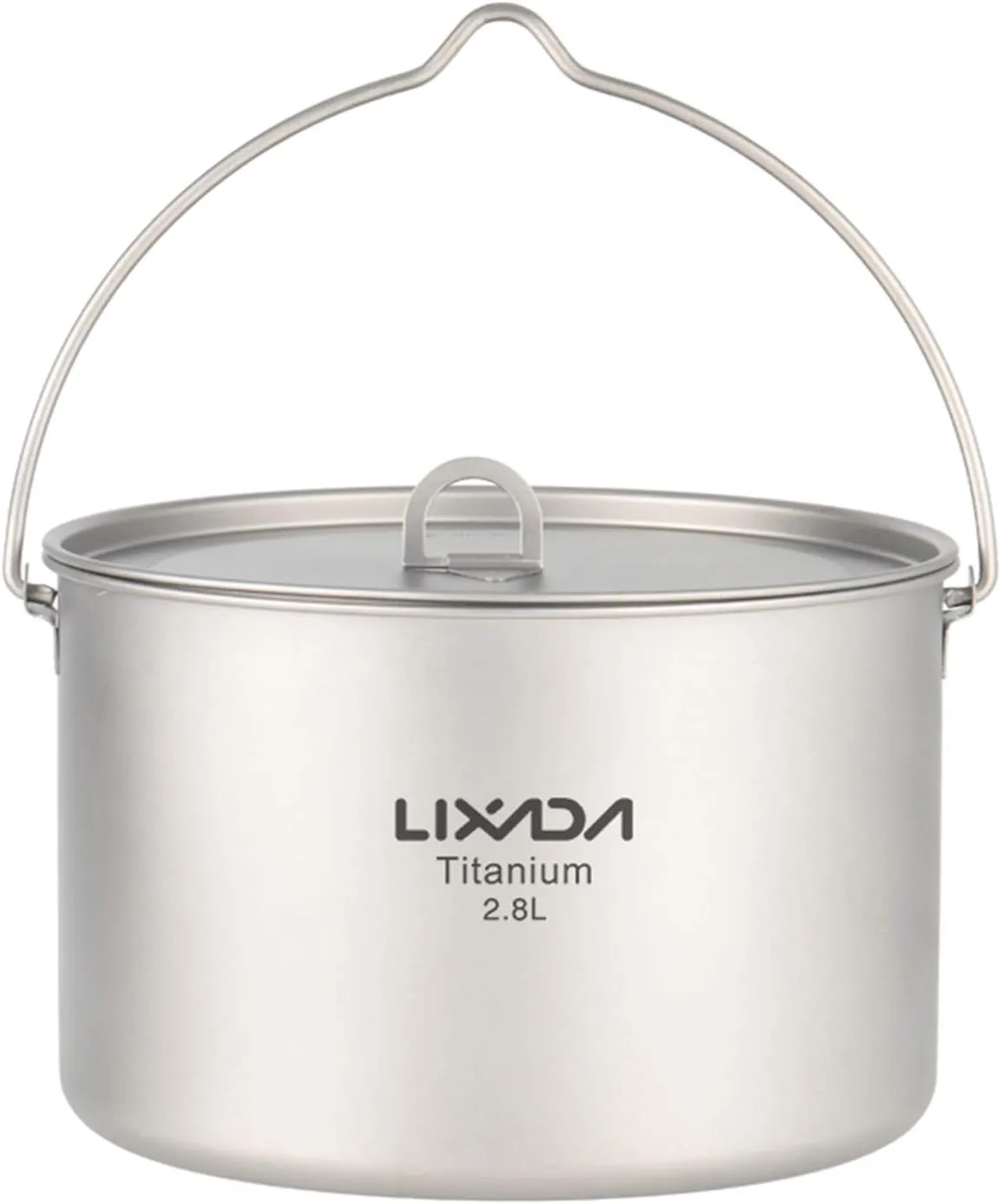 2.8L Titanium Pot Ultralight Portable Hanging Pot with Lid Outdoor Camping Hiking Backpacking