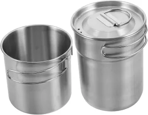 2pcs Foldable Stainless Steel Camping Mugs with Handles for Hiking and Outdoor Cooking Stackable Lightweight Design for Picnics and Backpacking