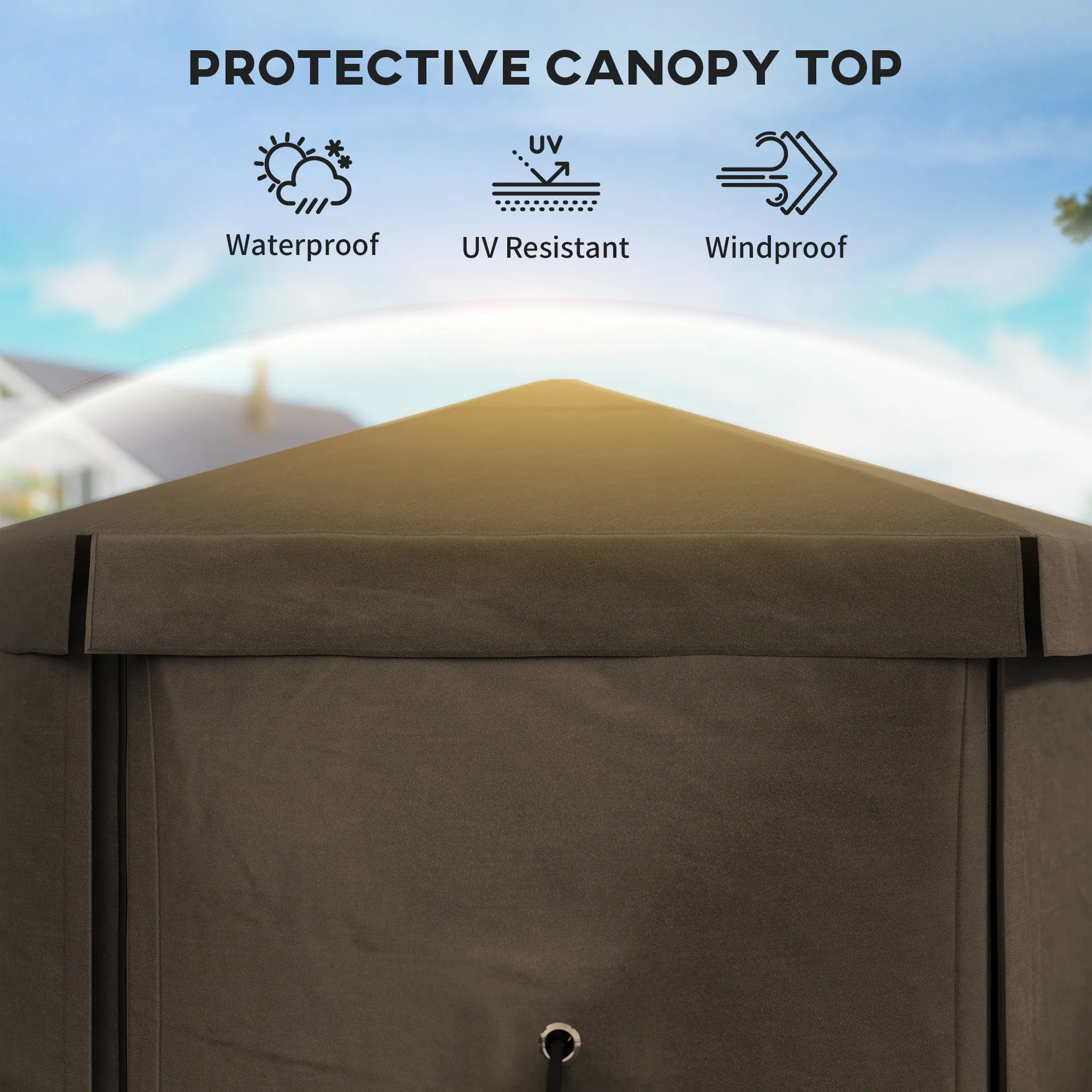 3 x 3(m) Hexagon Pop Up Gazebo with 5 Sides and Carry Bag, Waterproof, UV Resistant Party Tent Instant Event Shelter with Netting for Garden, Patio, Brown