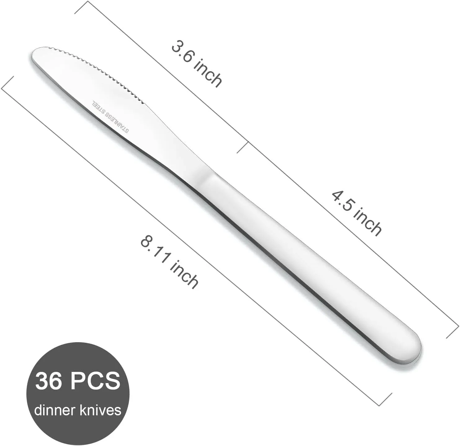 36 Pieces Dinner Knives Set, 8.1 Inches Table Knives Set, Durable Butter Knife, Food Grade Stainless Steel Dinner Knife, Cost-effective Knives Silverware - Mirror Polished, Dishwasher Safe