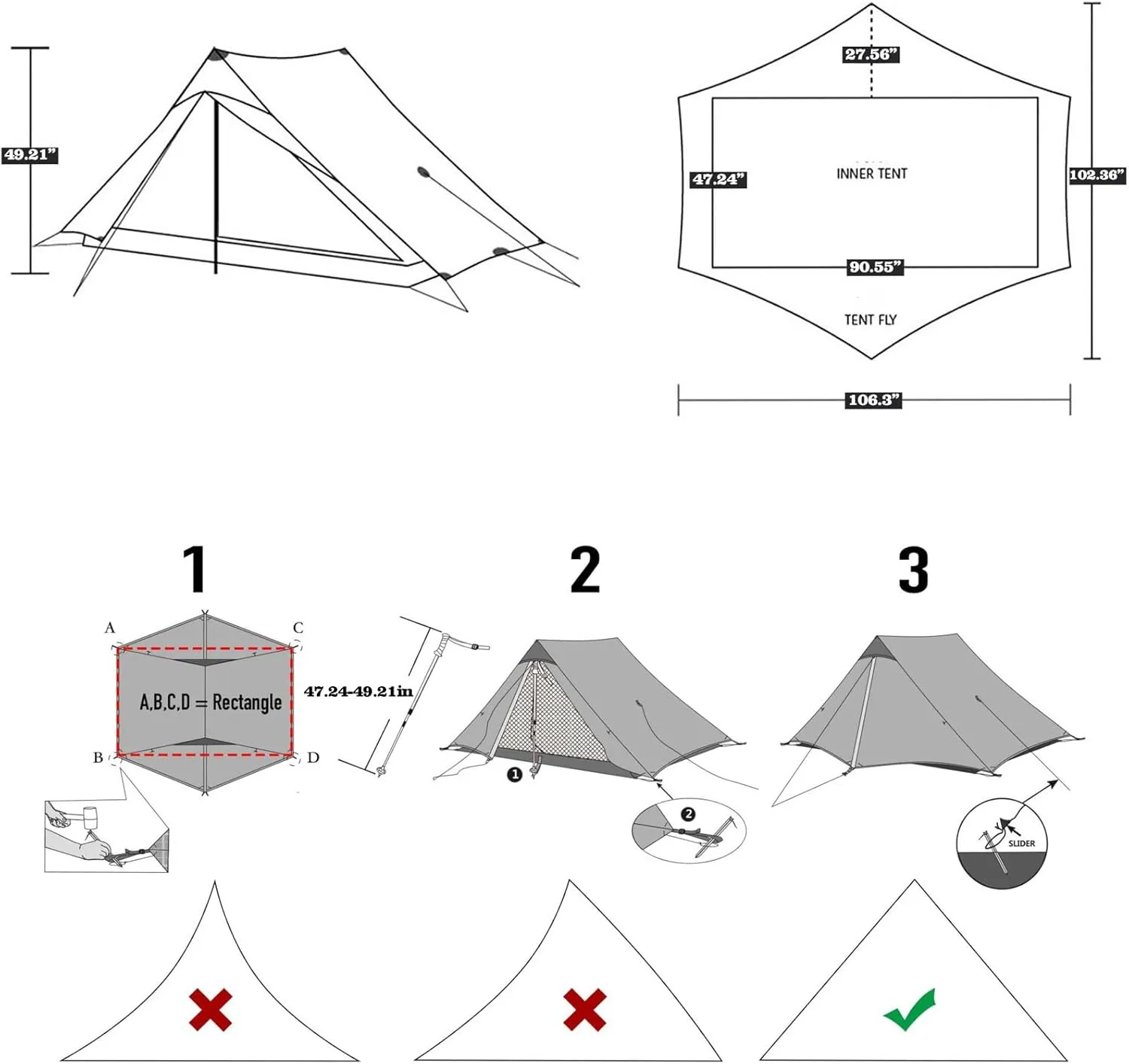 3F UL Gear Lanshan PRO Lanshan Ultralight Tent 4 Season Backpacking Tent for 1 Person, Waterproof Professional Tents for Camping, Trekking, Kayaking, Climbing, Hiking