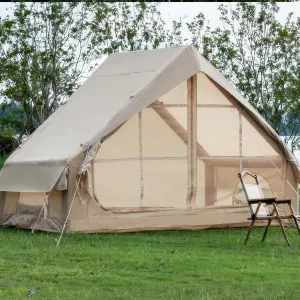 4-6 Person Inflatable Camping Tent with Pump - 4 Season Waterproof Glamping Tent, 410D Oxford Fabric with 12 Mesh Windows, Easy 5-Minute Setup for Family Outdoor Adventures