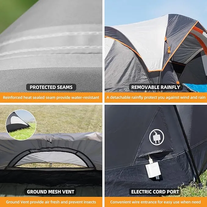 4-6 Person Tent/Instant for Camping Waterproof Family 60 Seconds/Easy Setup Cabin Tent with Top Rainfly, Double Layer, Large Mesh Windows & Mesh Roof,Dome Camping Tent-13.5' x 7'