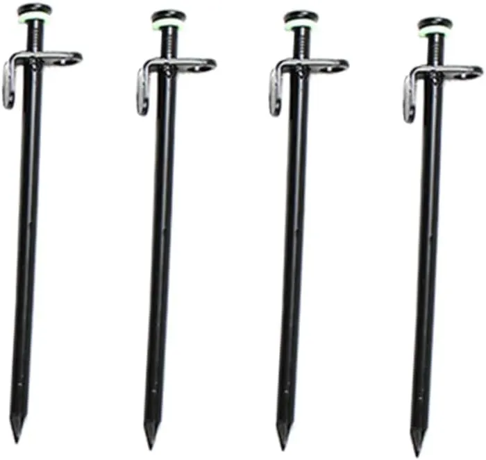 4 Pack of Camping Tent Stakes 20cm Heavy Duty Steel Nails for Tent Tarp and Canopy Safety Noctilucous Ring