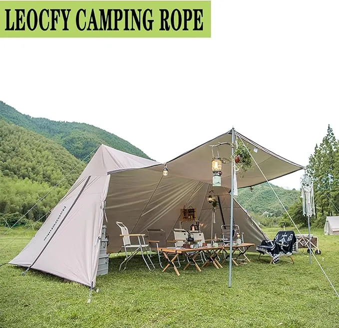 4mm Outdoor Guy Lines Tent Cords Reflective Canopy Wind Rope Lightweight Camping Rope with Aluminum Guylines Adjuster for Tent Tarp, Canopy Shelter, Camping, Hiking, Backpacking (ZPS-hui-10)