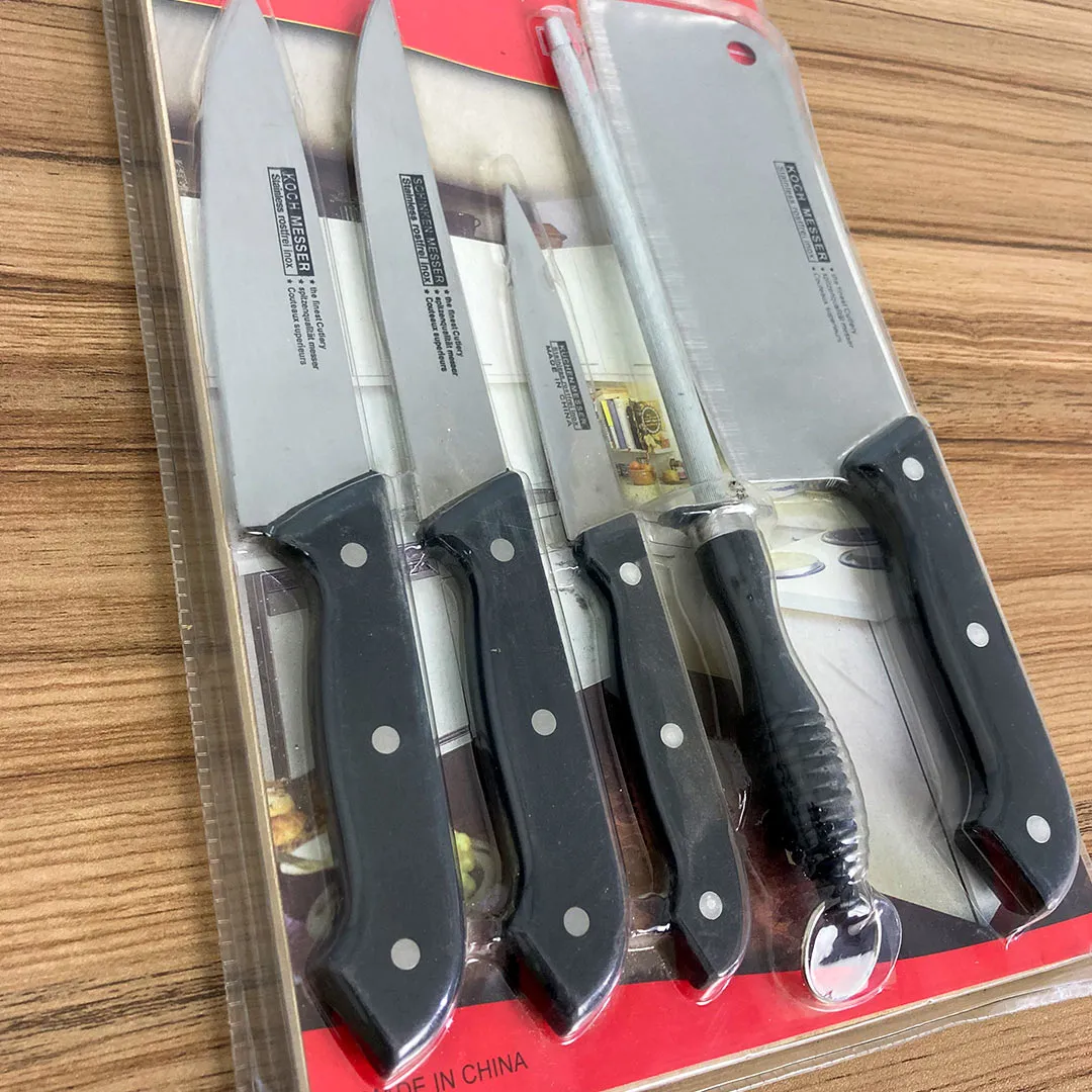 5 Pcs Kitchenware Knife Set With Wooden Chopping Board