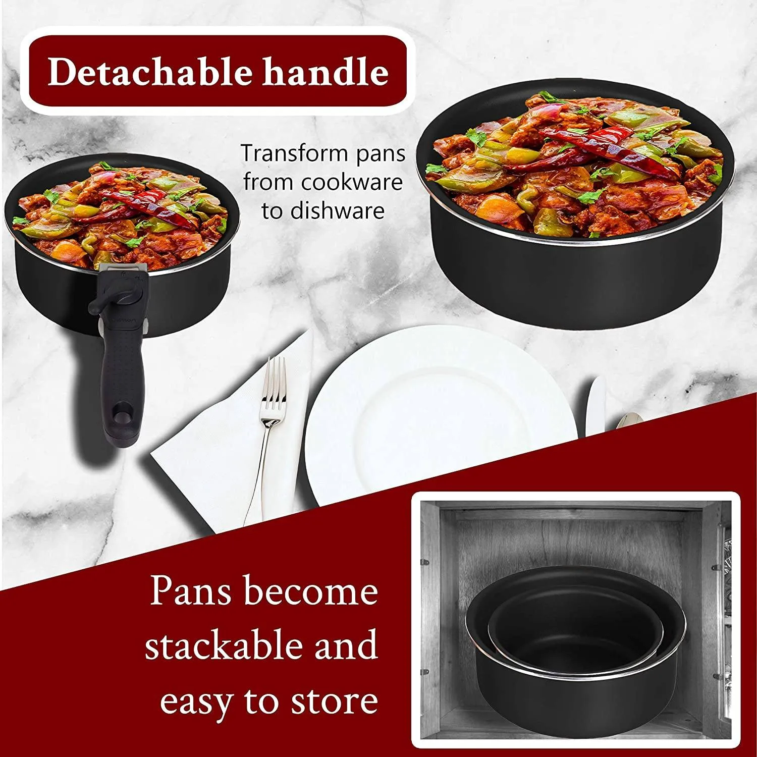 5-Piece: Chef's Star Nonstick Cooking Pot Set