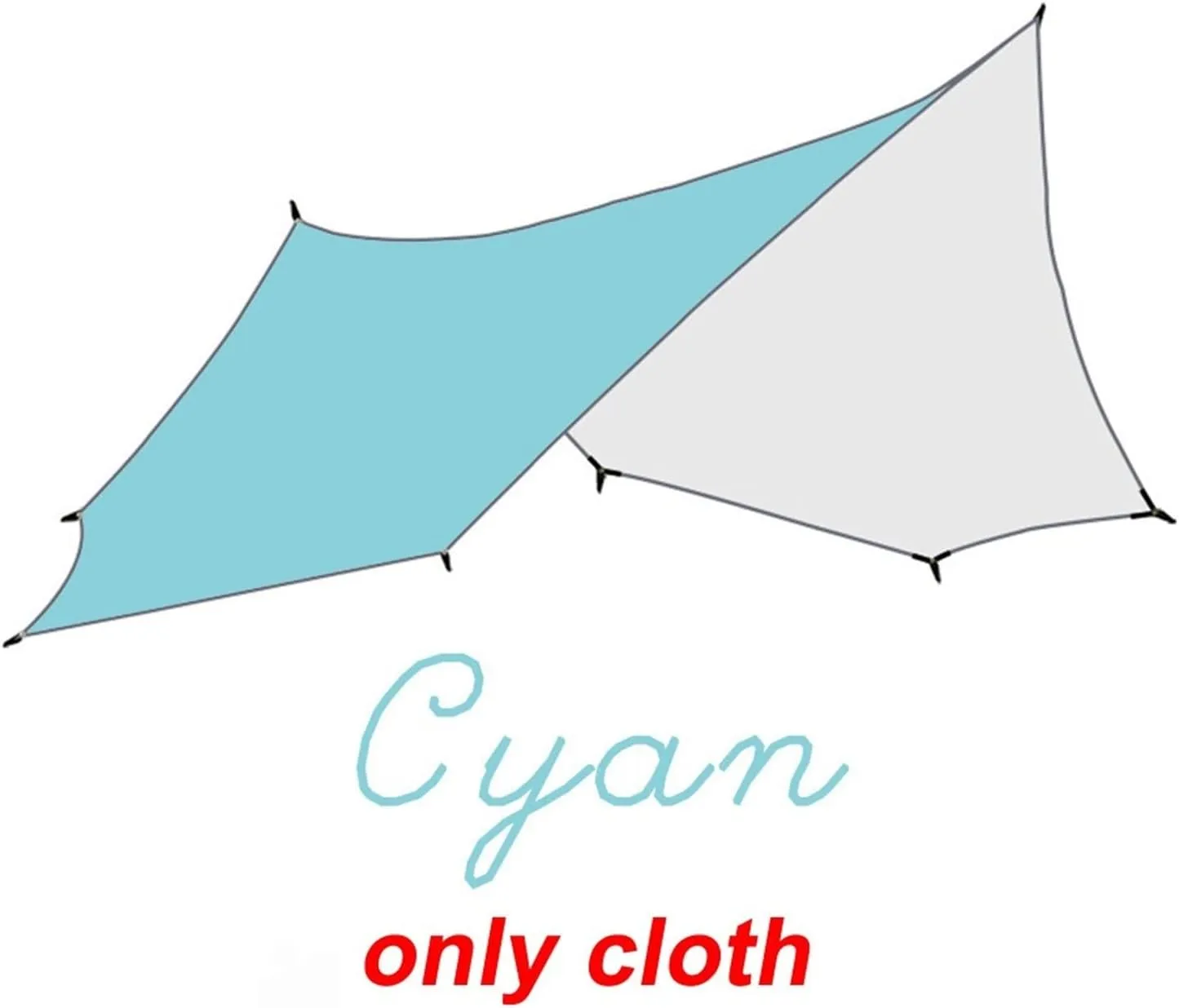 5.1x5.1m Big Tarp Watertight Coating Shade Sun Shelter Camping Awning Tent Sunshade Outdoor Garden Canopy (Color : Cyan, Size : A)