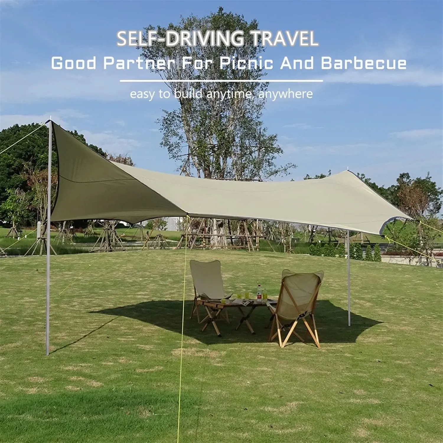 5.1x5.1m Big Tarp Watertight Coating Shade Sun Shelter Camping Awning Tent Sunshade Outdoor Garden Canopy (Color : Cyan, Size : A)