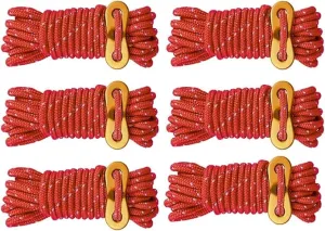 6 Pack 4mm Outdoor Guy Lines Tent Cords Reflective Canopy Wind Rope Lightweight Camping Rope with Aluminum Guylines Adjuster for Tent Tarp, Canopy Shelter, Camping, Hiking,red (Color)