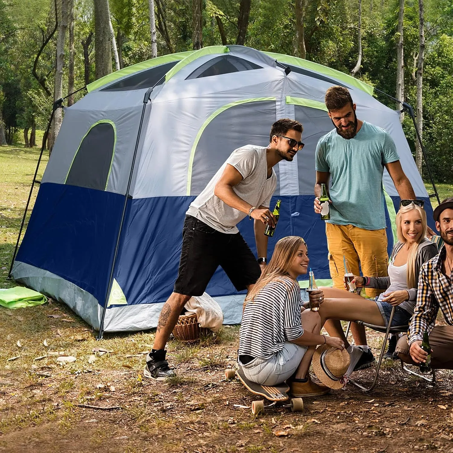 6-Person Family Camping Tent - Quick Setup, Spacious Comfort