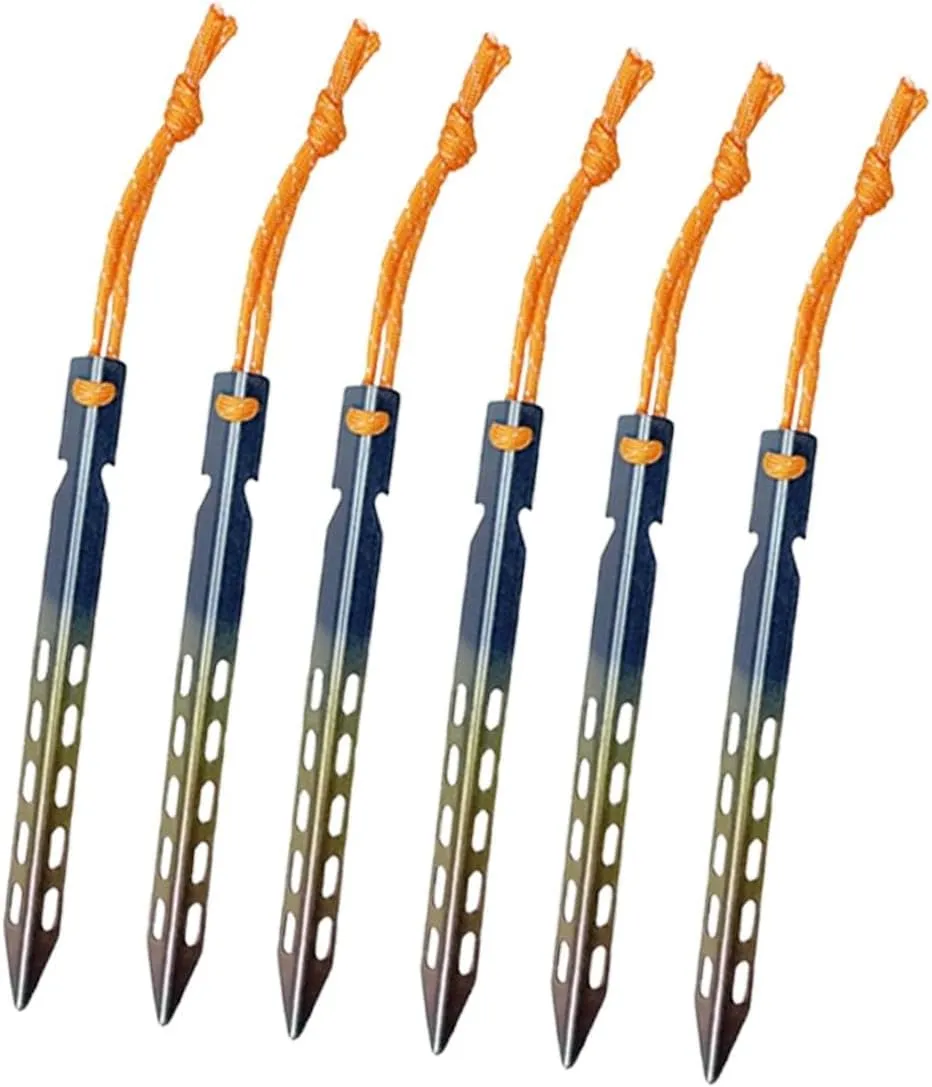 6 Pieces Tarp Pegs Ground Pegs Practical Iflexible Camping Tent Nails Metal Stakes for Ground for Outdoor Tarp Awning