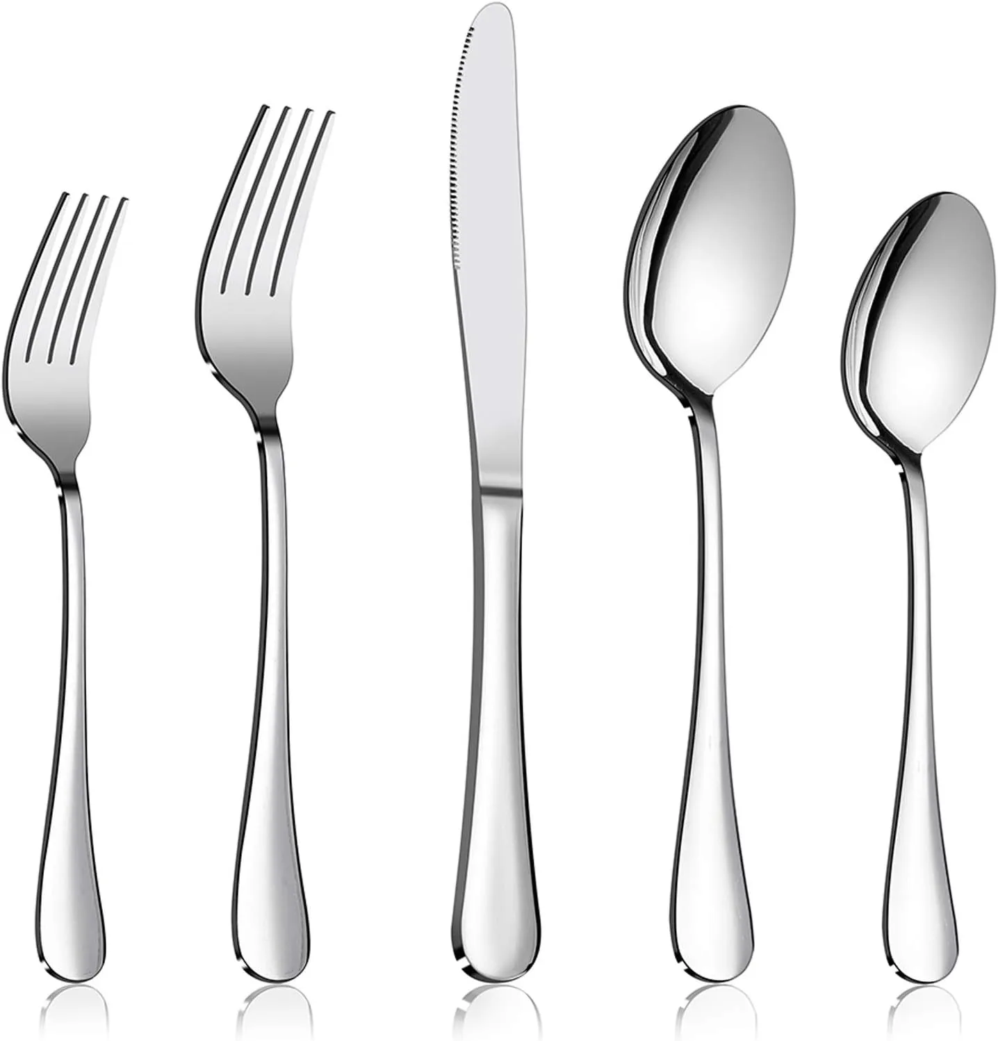 60-Piece Silverware Flatware Set, E-far Stainless Steel Dinner Cutlery Utensil Set Service for 12, Suitable for Home/Restaurant/Hotel/Party, Simple Design, Mirror Finished - Dishwasher Safe