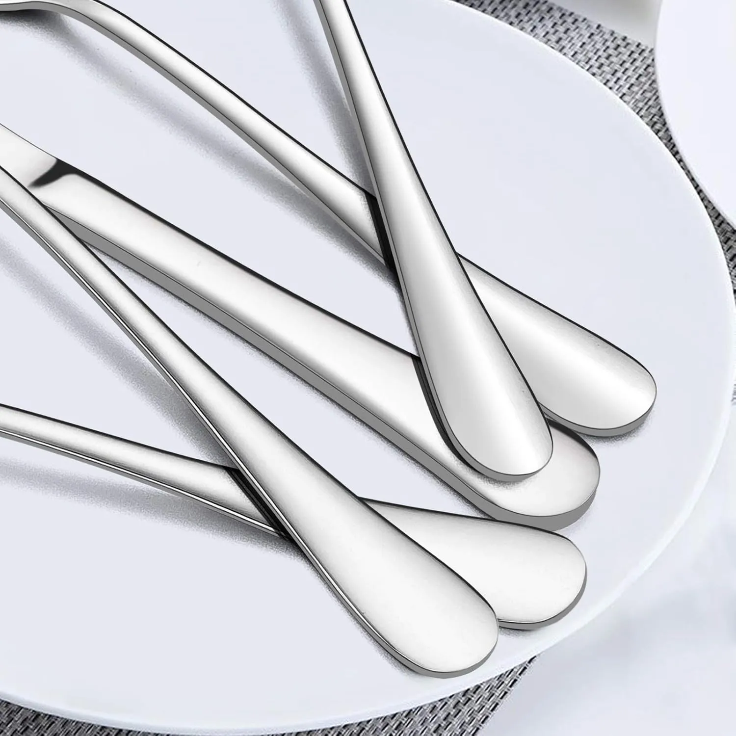 60-Piece Silverware Flatware Set, E-far Stainless Steel Dinner Cutlery Utensil Set Service for 12, Suitable for Home/Restaurant/Hotel/Party, Simple Design, Mirror Finished - Dishwasher Safe