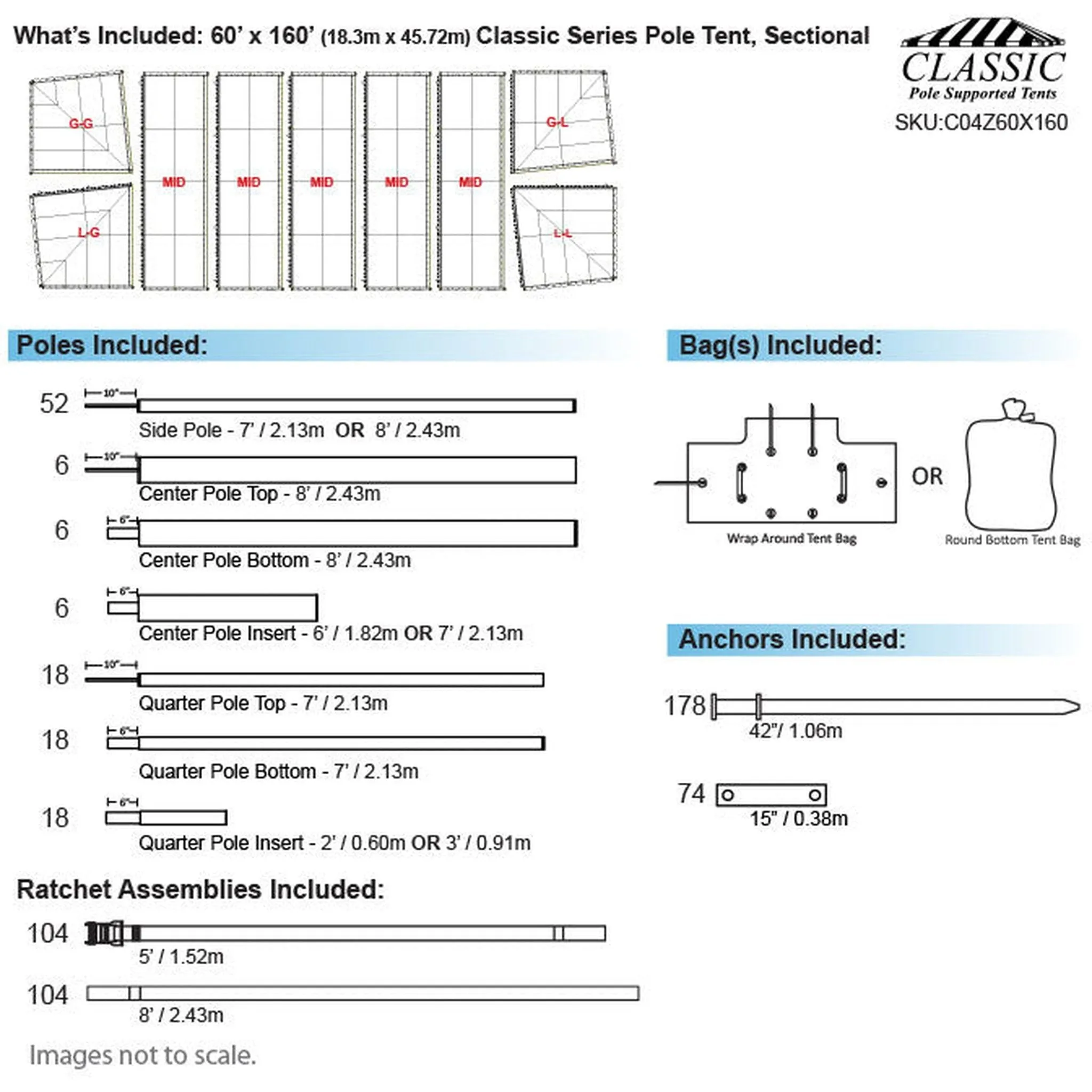 60x160 Classic Series Pole Tent