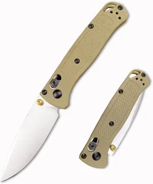 6.5In Thumb Mini Folding Pocket Knife, EDC Lightweight Manual Studs Open Stain Blade Plain Edge Fiberglass Handle With Belt Clip,Gift for Man (Khaki)