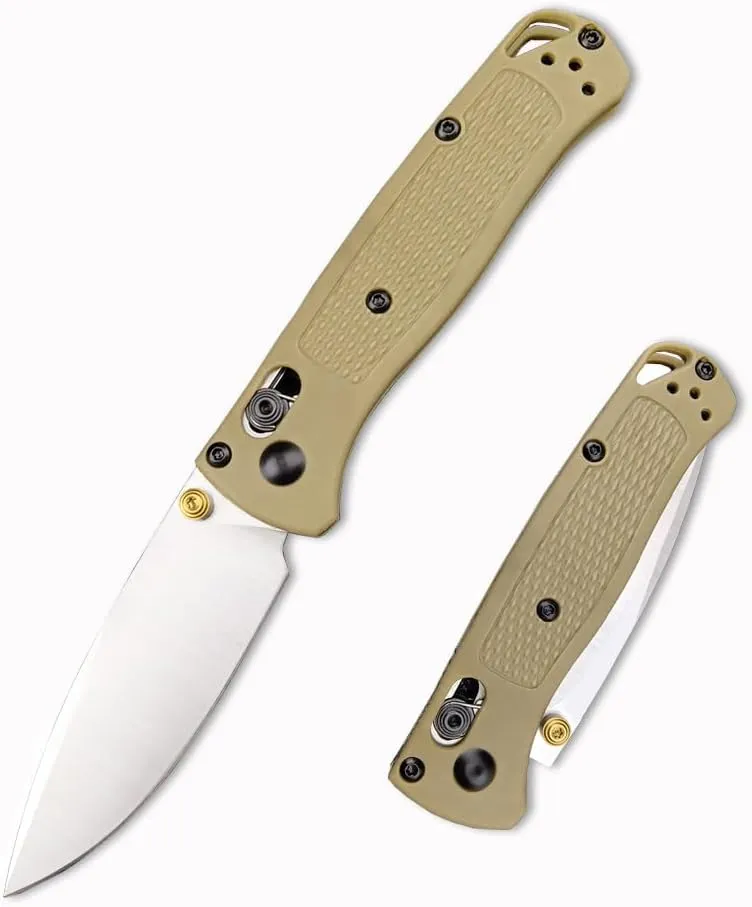 6.5In Thumb Mini Folding Pocket Knife, EDC Lightweight Manual Studs Open Stain Blade Plain Edge Fiberglass Handle With Belt Clip,Gift for Man (Khaki)