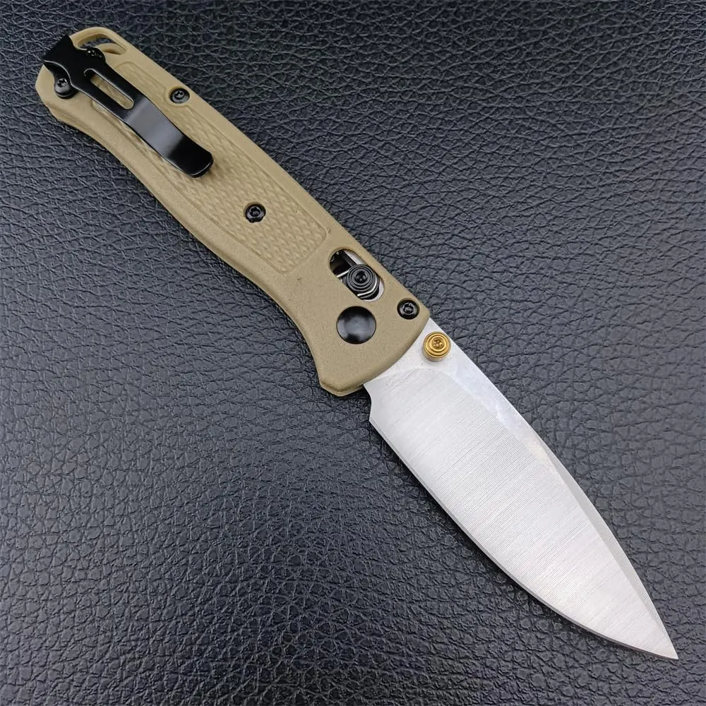 6.5In Thumb Mini Folding Pocket Knife, EDC Lightweight Manual Studs Open Stain Blade Plain Edge Fiberglass Handle With Belt Clip,Gift for Man (Khaki)