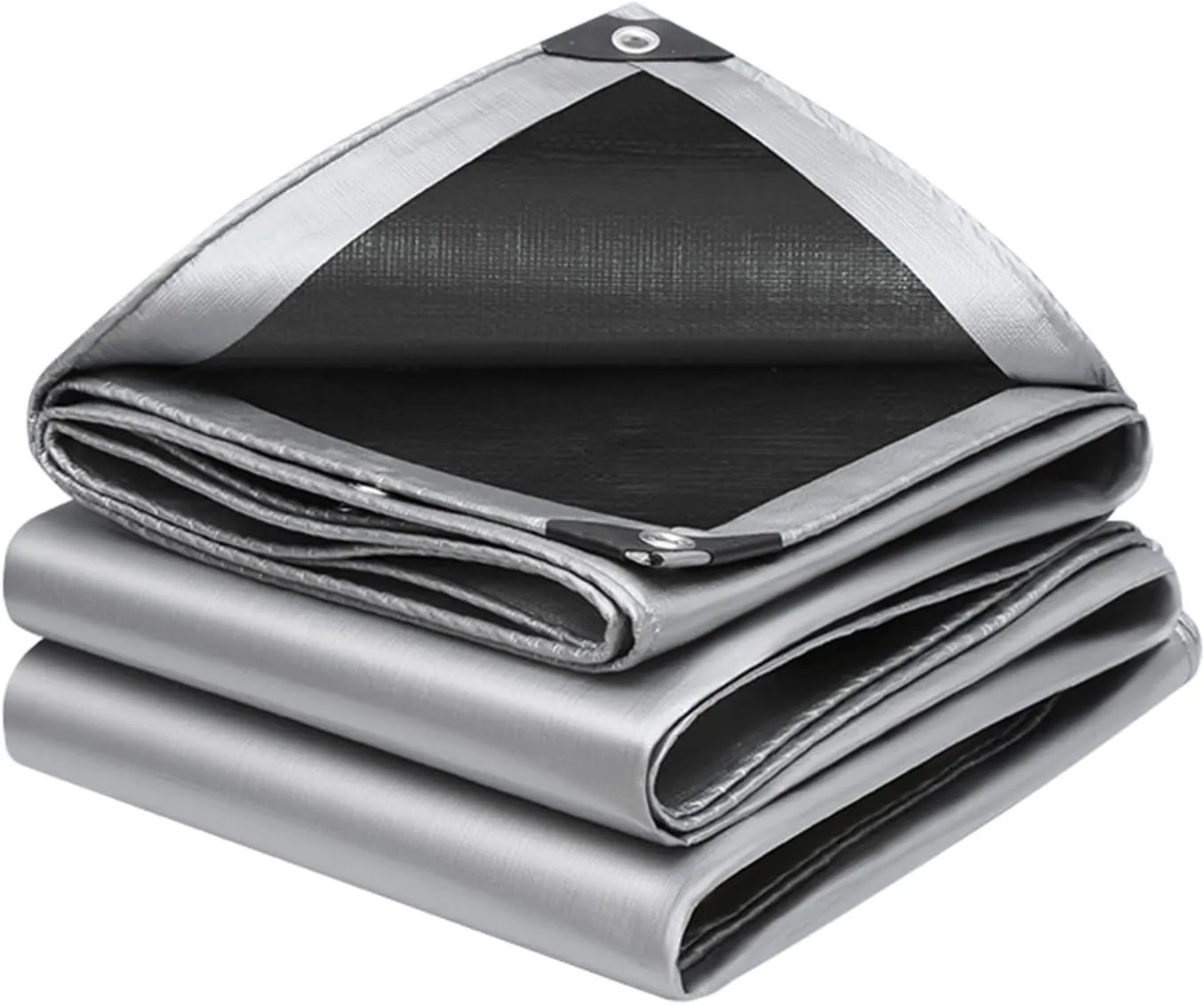 6x10Ft Tarps 16 MIL Poly Canopy Shelter Cover Tarp Reinforced Edges Waterproof UV Resistant, Tear and Color Fade Resistant, for Home, Boats, Cars, Camp, Outdoor Pool Silver Black