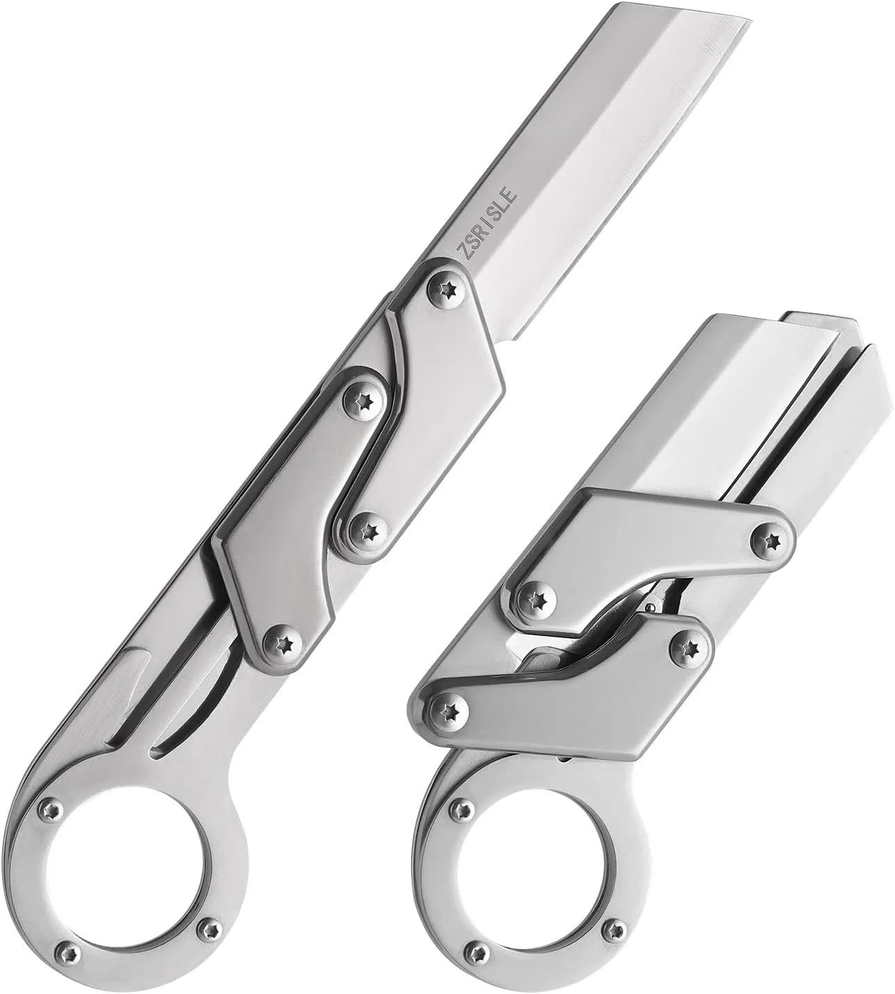 7 Inch All Steel Folding Knife, Outdoor Hunting Tactical Knife, (Silver)