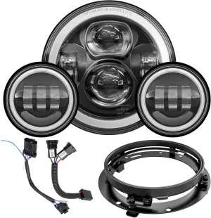 7 Inch Motorcycle LED Headlight 4.5" Fog Passing Lamps DOT Kit Compatible with Harley Davidson Street Glide Road King Electra Glide Fatboy Ultra Classic Heritage Softail Slim Deluxe