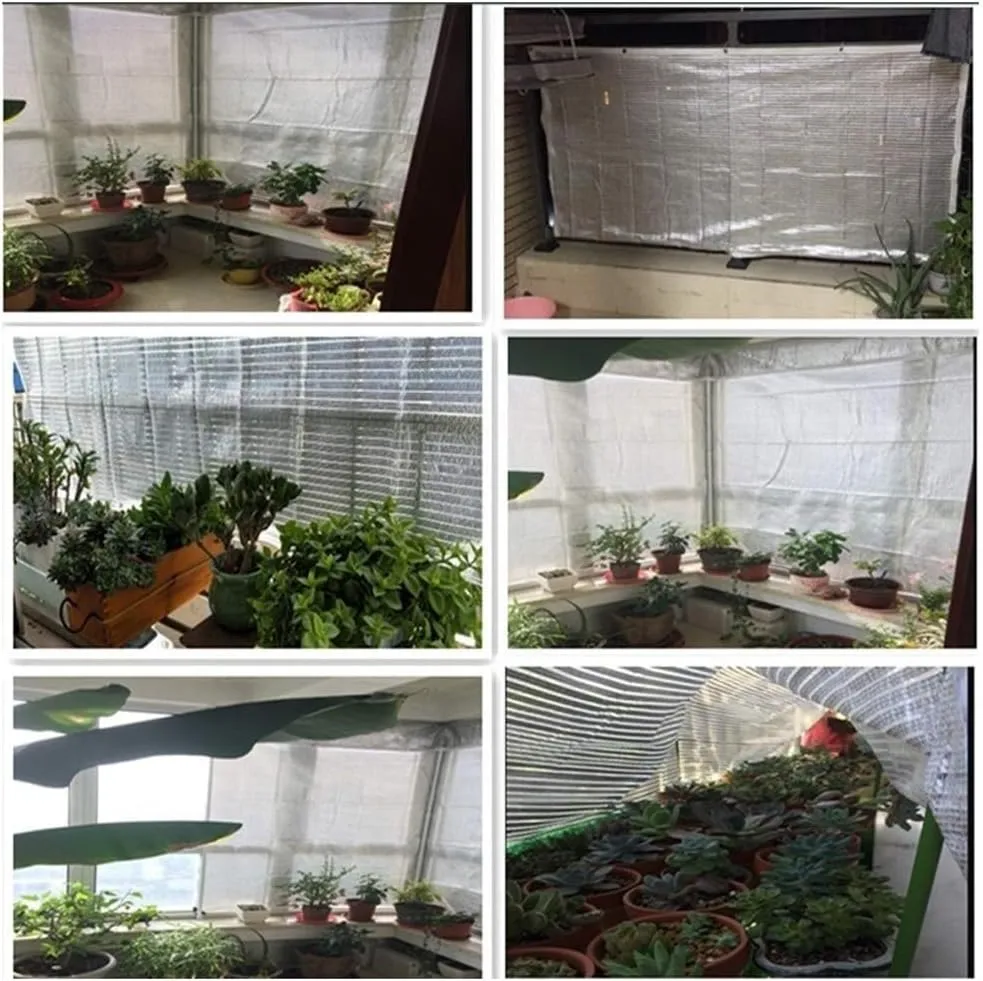 70% Sun Shade Cloth Fabric Garden Aluminum Foil Sun Shade Net Reflective Silver Sun Shelter Garden Awnings Sunshade Mesh Tarp Outdoor Shading Fence Screen (Color : 1x2m(3x6ft))