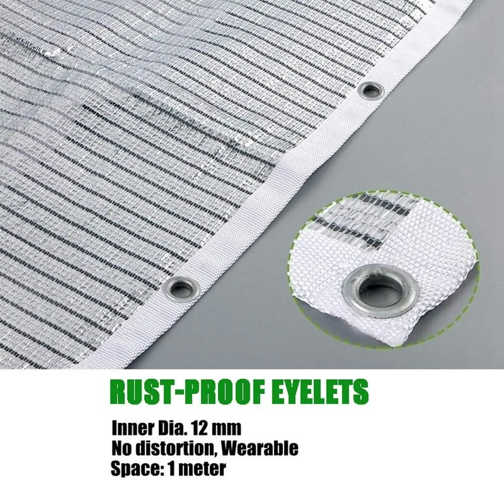 70% Sun Shade Cloth Fabric Garden Aluminum Foil Sun Shade Net Reflective Silver Sun Shelter Garden Awnings Sunshade Mesh Tarp Outdoor Shading Fence Screen (Color : 1x2m(3x6ft))