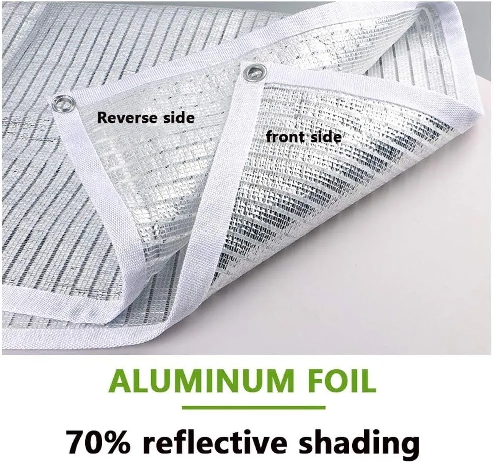 70% Sun Shade Cloth Fabric Garden Aluminum Foil Sun Shade Net Reflective Silver Sun Shelter Garden Awnings Sunshade Mesh Tarp Outdoor Shading Fence Screen (Color : 1x2m(3x6ft))