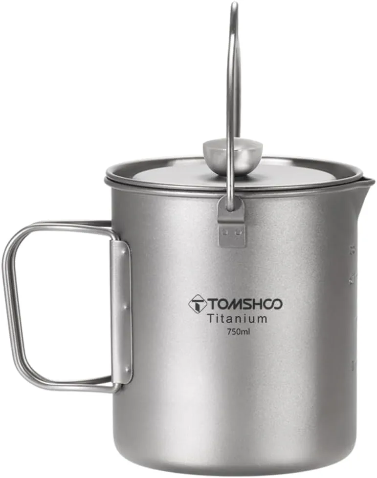 750ml Camping Coffee Cup with Press Plate Titanium Coffee Maker French Press Pot with Lid Outdoor Cookwarer for Backpacking Hiking Camping Travelling,Coffee Cup with Press Plate