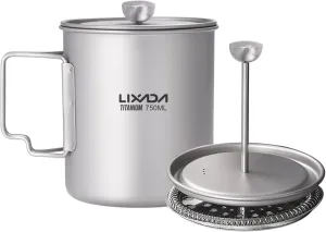 750ml Titanium Coffee Cup Mug French Press Pot Coffee Maker with Lid Outdoor Camping Cooking Pot,titanium coffee pot