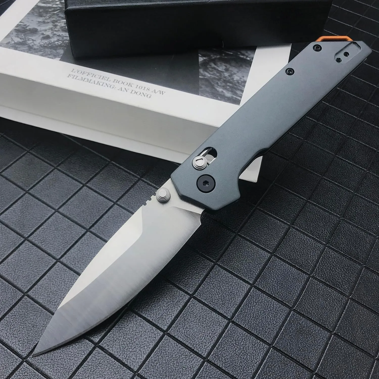 7.9" Folding Knife, Axis Lock Pocket Knife, 8Cr13Mov Blade Aluminum Handle, Thumb Stud, EDC Knife for Men and Women Gift (grey)