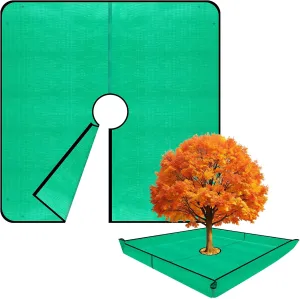 79"X79" Landscape Tarp for Trimming, Garden Waterproof Leaf Tarp Drop Cloth with 12inch Hole, Pruning Tarp with Corner Buckles for Leaf Collection and Fastening
