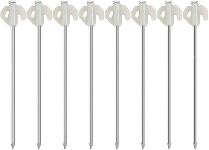 8 pack Tent Stakes Heavy Duty Metal Ground Stake Camping Nails Pop Up Pegs Luminous Garden Stable Fixed Anchor Hook for Outdoor Pile Tarp Traveling Hiking Gear Equipment 8-inch 20CM